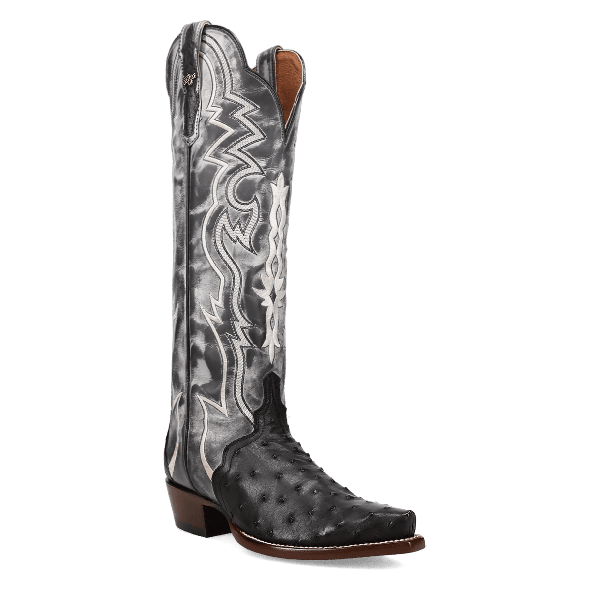 western grace full quill ostrich boot 45 degree angle
