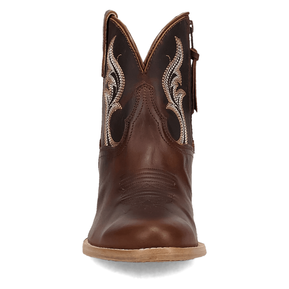 rustic charm leather bootie front angle