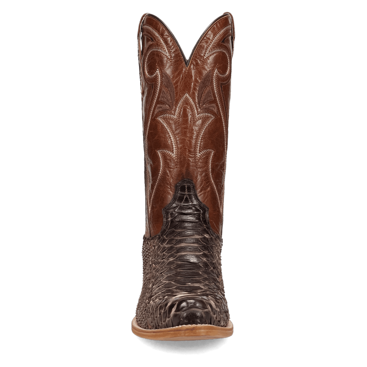 stryke back cut python boot front angle