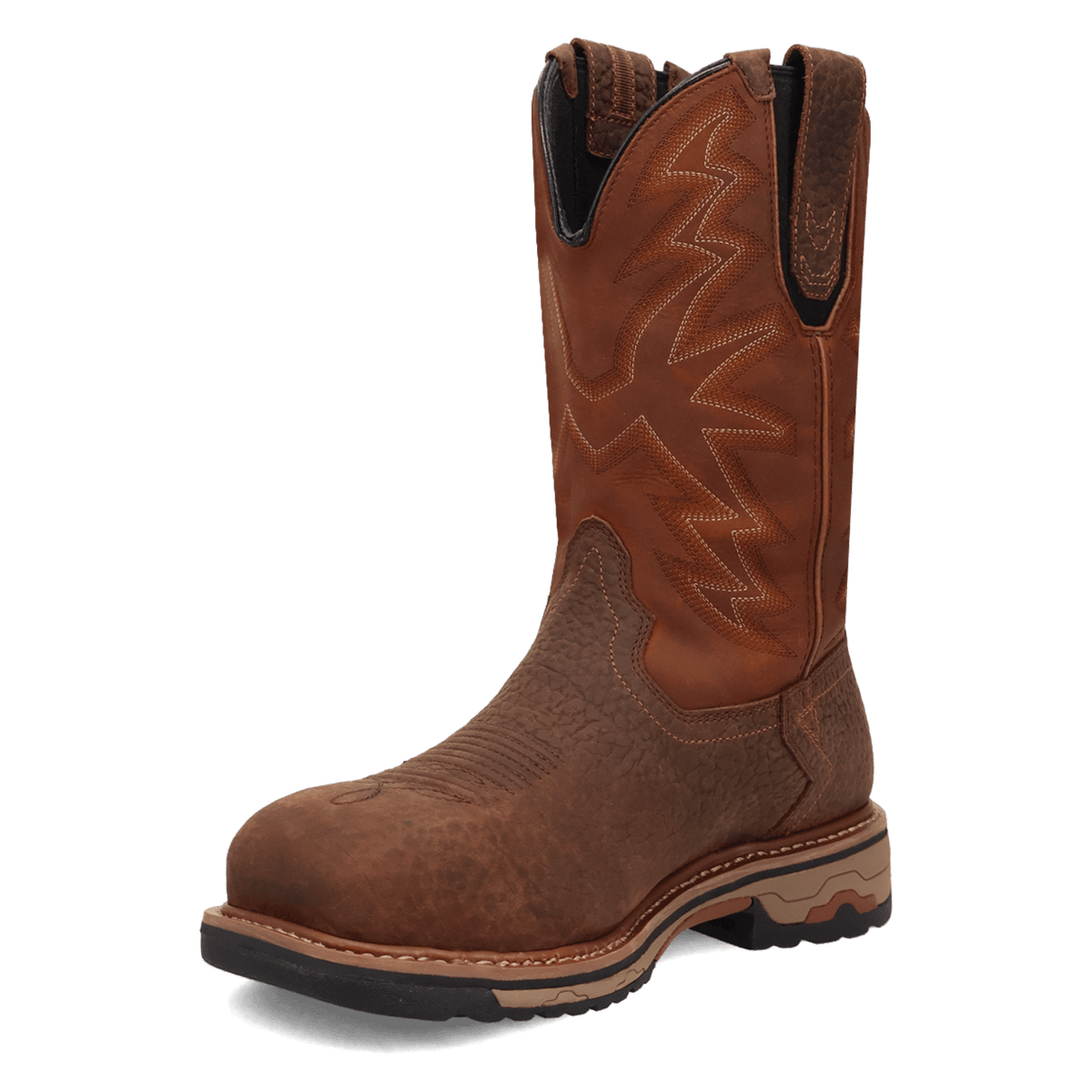 tumbleweed waterproof leather steel toe work boot 225 degree angle